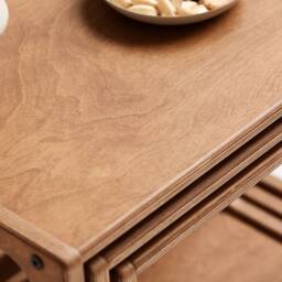 Nesting Coffee Table Set Of Three, Wooden Tables 51 + 45 39 cm, Mid Century Modern Living Room, Handmade Plywood - thumbnail 4