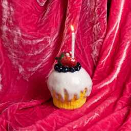 Handmade Ceramic Strawberry Cupcake Candleholder Glazed Googly Eyes Tongue Fruit Dessert Berry Blueberry Frosting - thumbnail 4