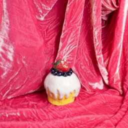 Handmade Ceramic Strawberry Cupcake Candleholder Glazed Googly Eyes Tongue Fruit Dessert Berry Blueberry Frosting - thumbnail 2