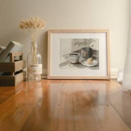 Coffee Cup & Pear Still Life Print, Australian Farmhouse Decor - thumbnail 3