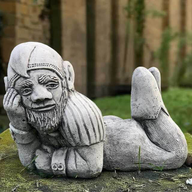 Laying Gnome Statue Concrete Relaxing Figurine Stone Dwarf Decoration Outdoor Ornament Gnome Lover Gift Handmade Yard Art - image 1