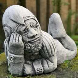 Laying Gnome Statue Concrete Relaxing Figurine Stone Dwarf Decoration Outdoor Ornament Gnome Lover Gift Handmade Yard Art - thumbnail 2