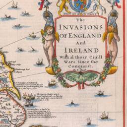 Old England & Ireland Map, 1676 - Invasions & Civil Wars Since 1066 British Isles & Great Britain Wall Art Framed Or Unframed - thumbnail 3