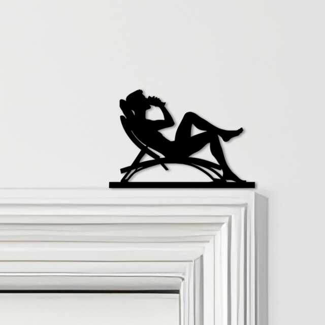 Door Topper Man Relaxing Sun Lounger Various Colours Top Of Decorative Sign - Novelty Wall Decor, Frame Art, Art - image 1