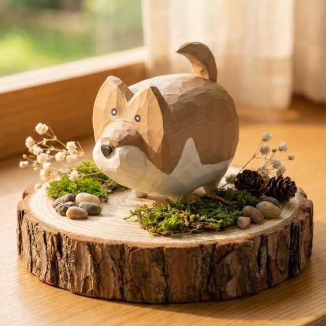 Endearing Chonky Fox Wood Carving, Whimsical Hand-Carved Plump Figurine, Cute Abstract Forest Animal, Unique Gift For Her, Desk Pet - image 1