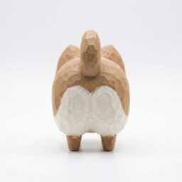 Endearing Chonky Fox Wood Carving, Whimsical Hand-Carved Plump Figurine, Cute Abstract Forest Animal, Unique Gift For Her, Desk Pet - thumbnail 3