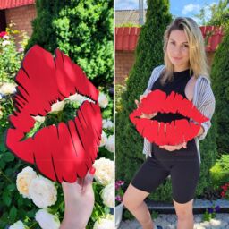 Red Lips Wall Art, Wood Kissing Sign, Makeup Hanging, Beauty Studio, Preppy Dorm Room Decor, Girly Gifts, Pop Bedroom Decor - thumbnail 2