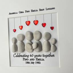 40 Years Ruby Wedding Anniversary Family Pebble Art Picture Frame Keepsake Gift For Her Him Couple - thumbnail 3
