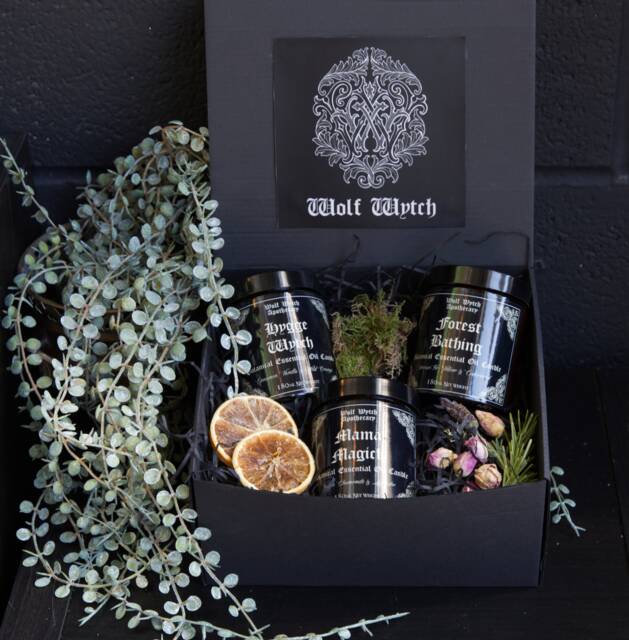 Apothecary Candle Gift Set, Witchy Crystal Box, Gothic Vegan Birthday Set - image 1