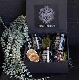 Apothecary Candle Gift Set, Witchy Crystal Box, Gothic Vegan Birthday Set - thumbnail 1