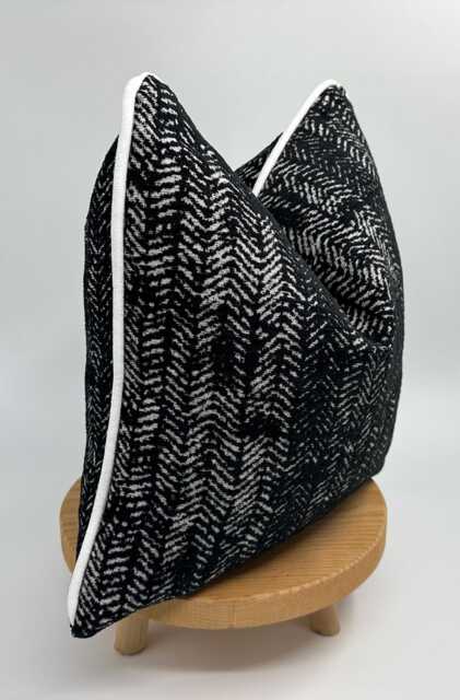 Black & White Textured Pillow Cover, Cotton Wool Euro Sham, 20x20 - image 1