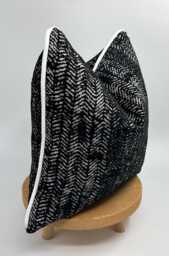 Black & White Textured Pillow Cover, Cotton Wool Euro Sham, 20x20