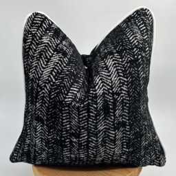 Black & White Textured Pillow Cover, Cotton Wool Euro Sham, 20x20 - thumbnail 3