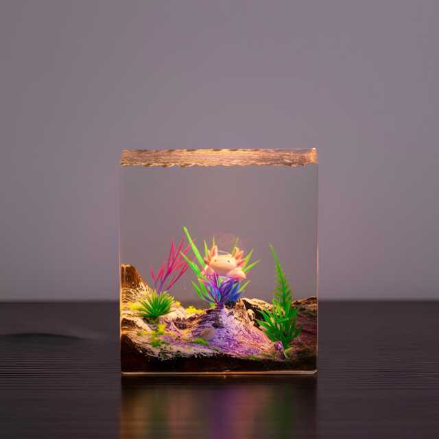 Axolotl Resin Night Light Aquarium Led Desk Lamp - image 1