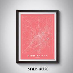 Birmingham Al Map Art Print Vintage Style Travel Poster - thumbnail 4