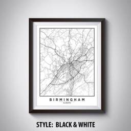 Birmingham Al Map Art Print Vintage Style Travel Poster - thumbnail 2