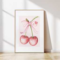 Set Of 3 Pink Bows Wall Art. Trendy Dorm Prints. Preppy Poster. College Apartment Decor, Watercolor Bows. Coquette Girly - thumbnail 3
