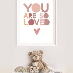 You Are Loved Print, Girls Nursery Prints, Wall Art, Bedroom Playroom Art - thumbnail 3