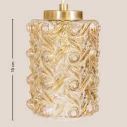 Angelina Vintage Pendant Light Handcrafted Glass Lamp Ribbed Retro Ceiling Fixture Yugoslavia Gold Brass - thumbnail 4