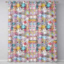 Cute Kawaii Busy School Supplies Desk Pink Background Seamless Pattern Readymade Eyelet Ring Top Thermal 100% Blackout Curtains - thumbnail 2