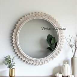 Bohemian Macrame Mirror - Round Wall Hanging Housewarming & Birtday Gift Ethnic Decoration Boho -Express Shipping - 1-3 Days - thumbnail 2