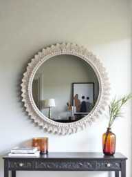 Bohemian Macrame Mirror - Round Wall Hanging Housewarming & Birtday Gift Ethnic Decoration Boho -Express Shipping - 1-3 Days