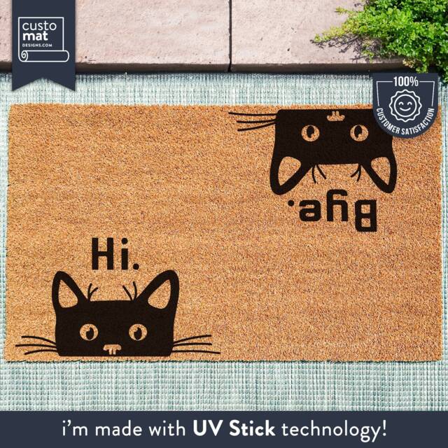 Hi Bye Cat Doormat - Funny Gift For Pet Lovers Welcome Door Mat Custom New Home Lover Present - image 1