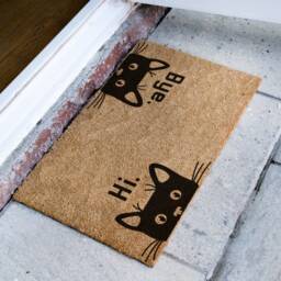 Hi Bye Cat Doormat - Funny Gift For Pet Lovers Welcome Door Mat Custom New Home Lover Present - thumbnail 2