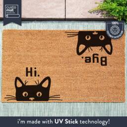 Hi Bye Cat Doormat - Funny Gift For Pet Lovers Welcome Door Mat Custom New Home Lover Present - thumbnail 1
