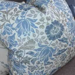 Decorative Cushion Cover, Floral Pillow Case, Blue & Grey Throw Country Decor, Pattern - Designer Fabric Cotton - thumbnail 3
