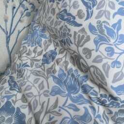 Decorative Cushion Cover, Floral Pillow Case, Blue & Grey Throw Country Decor, Pattern - Designer Fabric Cotton - thumbnail 2
