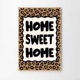 Home Sweet Leopard Print Art Canvas Poster, Trendy Wall Art, Aesthetic Decor, Retro Printed Gift - thumbnail 2