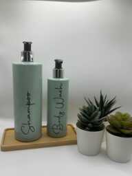 Personalised Sage Green Soap Dispenser Bottle With Black/Silver Pump 250Ml & 500Ml