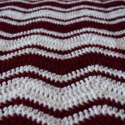 Hand Crocheted Maroon & White Ripple Baby Blanket - thumbnail 2