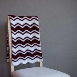 Hand Crocheted Maroon & White Ripple Baby Blanket - thumbnail 3