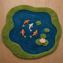 Hand Tufted Wool Rug, Natural Moss Area Carpet, Green Blue Home Decor - thumbnail 1