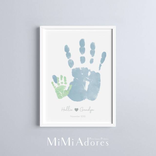 Handprint Art - Baby First Christmas Grandparent Ornament Memorial Gift From Grandchild - image 1