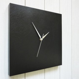 Oversize Black Leather Wall Clock Silent Modern Decor - thumbnail 2