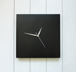 Oversize Black Leather Wall Clock Silent Modern Decor