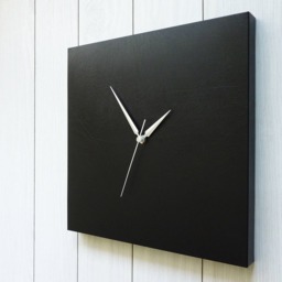 Oversize Black Leather Wall Clock Silent Modern Decor - thumbnail 3
