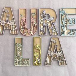 Floral Wooden Name Sign Wildflower Nursery Decor - thumbnail 2