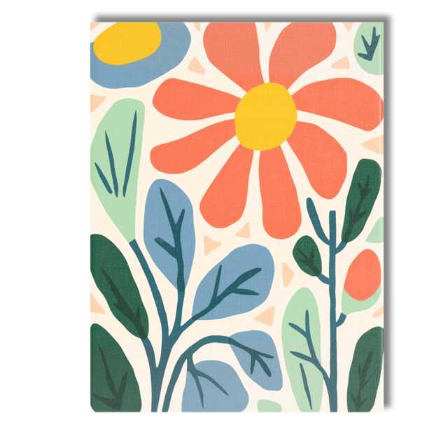 Coral Daisy Flower Botanical Garden Folk Art Design Canvas Wall Print Decor Picture Ready To Hang - image 1