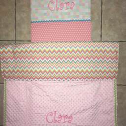 Custom Monogrammed Chevron Nap Mat Cover, Blanket, Pillow & Case - thumbnail 2