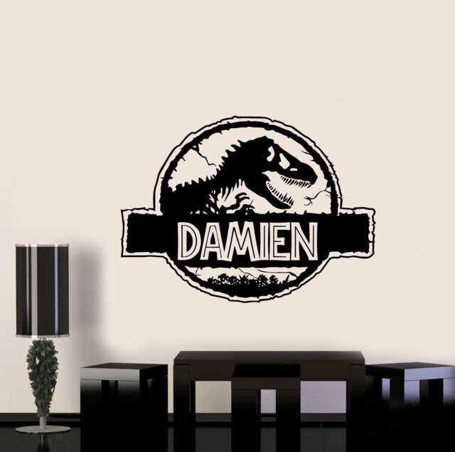 Personalized Dinosaur Wall Decal Vinyl Sticker Jurassic Custom Name Door Sign Nursery Decor Gift Kids Room Print Art 1021 - image 1