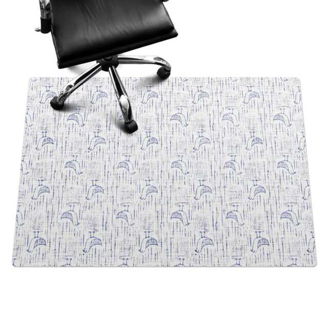 Birds in The Rain Computer Chair Mat, Blue Office Pattern Vinyl Floor Protector, Protector - image 1