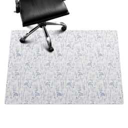 Birds in The Rain Computer Chair Mat, Blue Office Pattern Vinyl Floor Protector, Protector - thumbnail 1