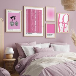 Pink Trendy Wall Art Prints, Eclectic Art, Maximalist Decor, Retro College Room Gallery Poster Print - thumbnail 2