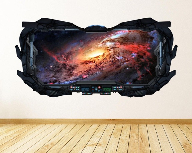 Milky Way Wall Art Spaceship Black Hole View Outer Space Decal Galaxy Vinyl Sticker