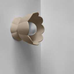 Small Vallea - Ceramic Flush Mount Wall Sconce Handmade Minimalist Flower Light Fixture in Natural Dune - thumbnail 2