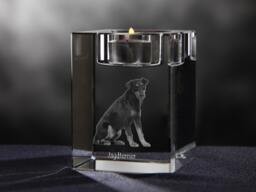 Jagdterrier - Crystal Candlestick With Dog, Souvenir, Decoration, Limited Edition, Collection - thumbnail 1